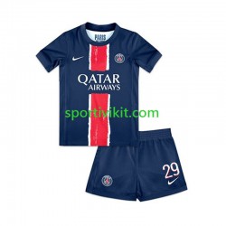 Completo da calcio Bambini Paris Saint-Germain Bradley Barcola 29 Maglia Prima 2024-2025 Manica Corta