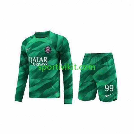 Completo da calcio Bambini Paris Saint-Germain Portiere Donnarumma 99 Maglia Prima 2023-2024 Manica Lunga
