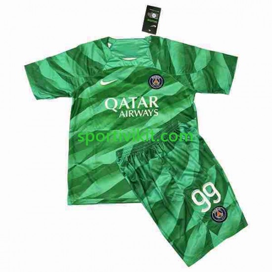 Completo da calcio Bambini Paris Saint-Germain Portiere Donnarumma 99 Maglia Prima 2023-2024 Manica Corta