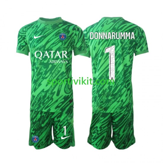 Completo da calcio Bambini Paris Saint-Germain Portiere Gianluigi Donnarumma 1 Maglia Seconda 2024-2025 Manica Corta