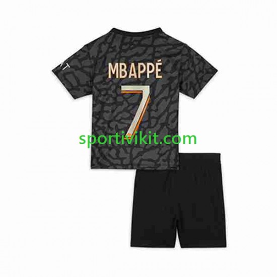 Completo da calcio Bambini Paris Saint-Germain Mbappé Kylian 7 Maglia Terza 2023-2024 Manica Corta Completo da calcio Bambini Paris Saint-Germain Mbappé Kylian 7 Maglia Terza 2023-2024 Manica Corta