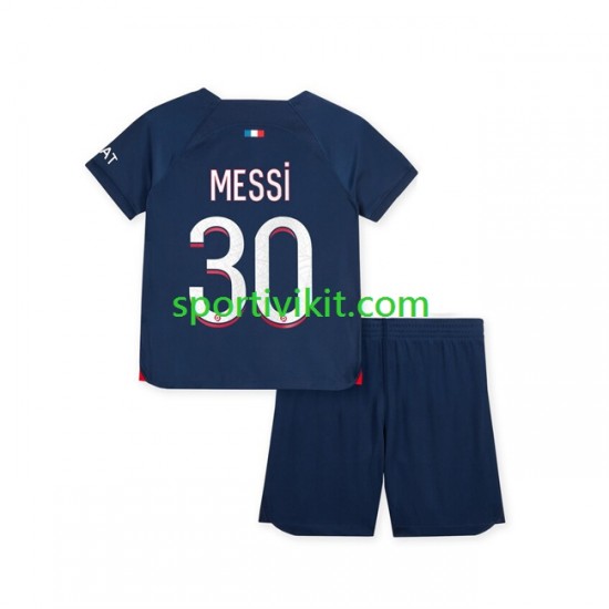 Completo da calcio Bambini Paris Saint-Germain Lionel Messi 30 Maglia Prima 2023-2024 Manica Corta Completo da calcio Bambini Paris Saint-Germain Lionel Messi 30 Maglia Prima 2023-2024 Manica Corta