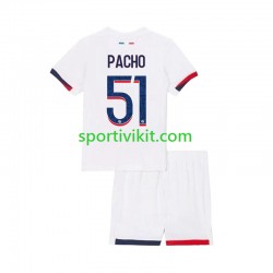 Completo da calcio Bambini Paris Saint-Germain Willian Pacho 51 Maglia Seconda 2024-2025 Manica Corta