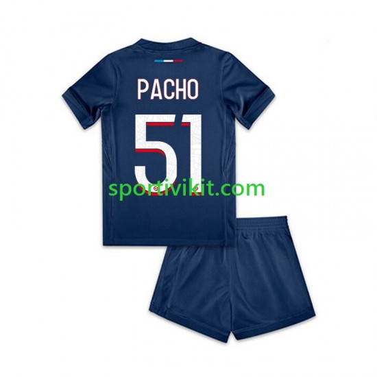 Completo da calcio Bambini Paris Saint-Germain Willian Pacho 51 Maglia Prima 2024-2025 Manica Corta