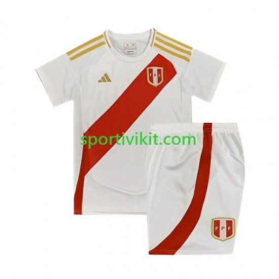 Completo da calcio Bambini Perù Copa America Bianco Maglia Prima 2024 Manica Corta