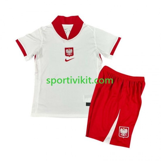 Completo da calcio Bambini Polonia Maglia Prima Euro 2024 Manica Corta