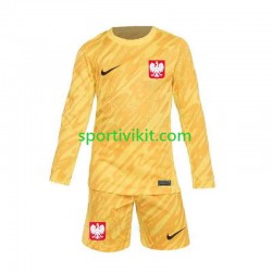 Completo da calcio Bambini Polonia Portiere Giallo Maglia Prima Euro 2024 Manica Lunga