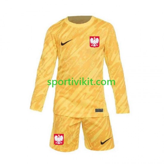 Completo da calcio Bambini Polonia Portiere Giallo Maglia Prima Euro 2024 Manica Lunga Completo da calcio Bambini Polonia Portiere Giallo Maglia Prima Euro 2024 Manica Lunga