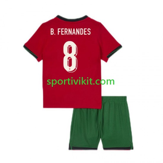 Completo da calcio Bambini Portogallo Bruno Fernandes 8 Maglia Prima Euro 2024 Manica Corta