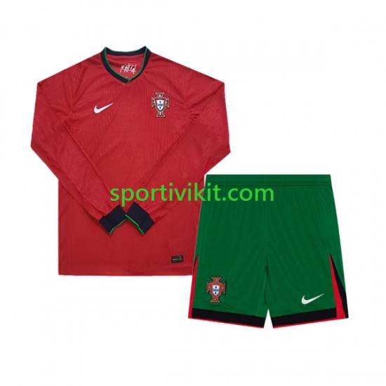 Completo da calcio Bambini Portogallo Maglia Prima Euro 2024 Manica Lunga Completo da calcio Bambini Portogallo Maglia Prima Euro 2024 Manica Lunga