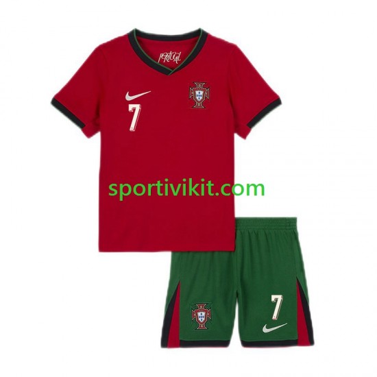 Completo da calcio Bambini Portogallo Cristiano Ronaldo 7 Maglia Prima Euro 2024 Manica Corta