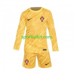 Completo da calcio Bambini Portogallo Portiere Giallo Maglia Prima Euro 2024 Manica Lunga
