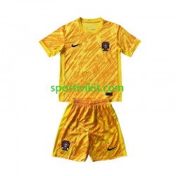 Completo da calcio Bambini Portogallo Portiere Giallo Maglia Prima Euro 2024 Manica Corta