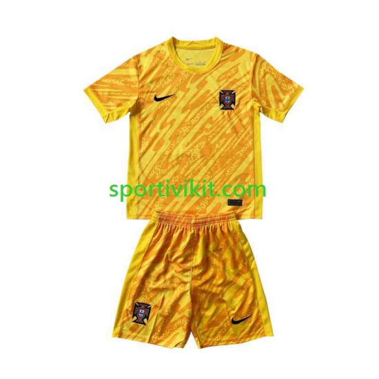 Completo da calcio Bambini Portogallo Portiere Giallo Maglia Prima Euro 2024 Manica Corta Completo da calcio Bambini Portogallo Portiere Giallo Maglia Prima Euro 2024 Manica Corta