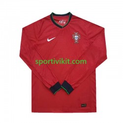Portogallo Rosso Uomo Maglia Prima Euro 2024 Manica Lunga
