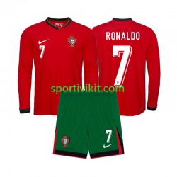 Completo da calcio Bambini Portogallo Ronaldo 7 Maglia Prima Euro 2024 Manica Lunga