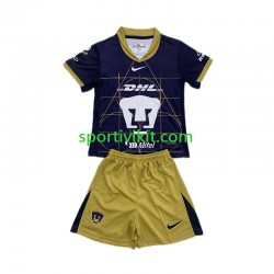 Completo da calcio Bambini Pumas UNAM Maglia Seconda 2024-2025 Manica Corta