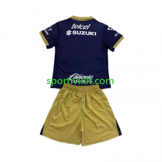 Completo da calcio Bambini Pumas UNAM Maglia Seconda 2024-2025 Manica Corta