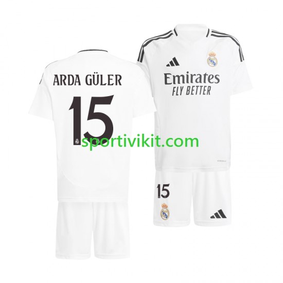 Completo da calcio Bambini Real Madrid Arda Guler 15 Maglia Prima 2024-2025 Manica Corta Completo da calcio Bambini Real Madrid Arda Guler 15 Maglia Prima 2024-2025 Manica Corta