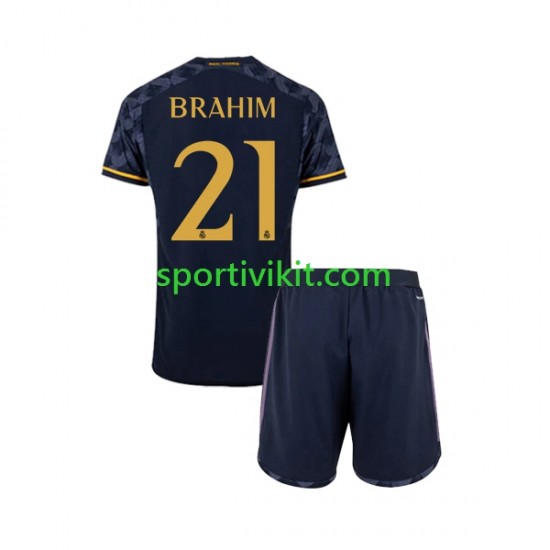 Completo da calcio Bambini Real Madrid Brahim Diaz 21 Maglia Seconda 2023-2024 Manica Corta Completo da calcio Bambini Real Madrid Brahim Diaz 21 Maglia Seconda 2023-2024 Manica Corta