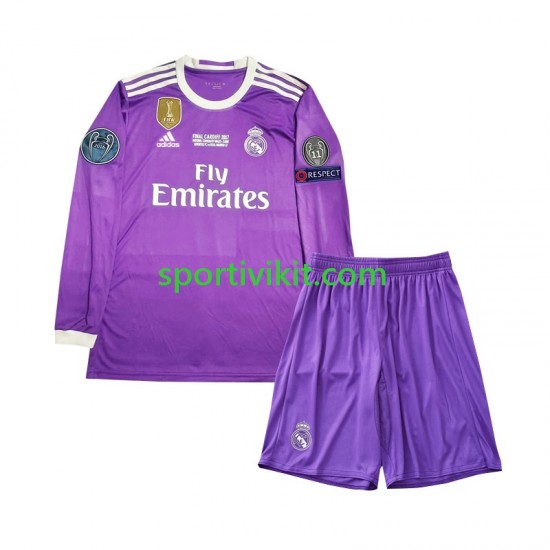 Completo da calcio Bambini Real Madrid Retro 2016 Maglia Seconda Manica Lunga Completo da calcio Bambini Real Madrid Retro 2016 Maglia Seconda Manica Lunga