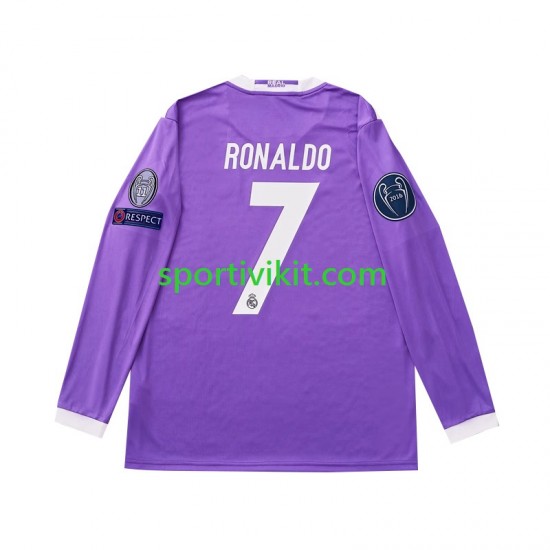Real Madrid Cristiano Ronaldo 7 Retro 2016 Uomo Maglia Seconda Manica Lunga