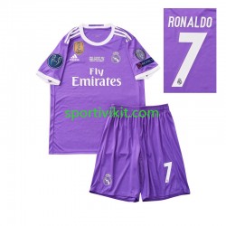 Completo da calcio Bambini Real Madrid Cristiano Ronaldo 7 Retro 2016 Maglia Seconda Manica Corta