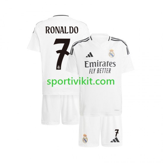 Completo da calcio Bambini Real Madrid Cristiano Ronaldo 7 Maglia Prima 2024-2025 Manica Corta Completo da calcio Bambini Real Madrid Cristiano Ronaldo 7 Maglia Prima 2024-2025 Manica Corta