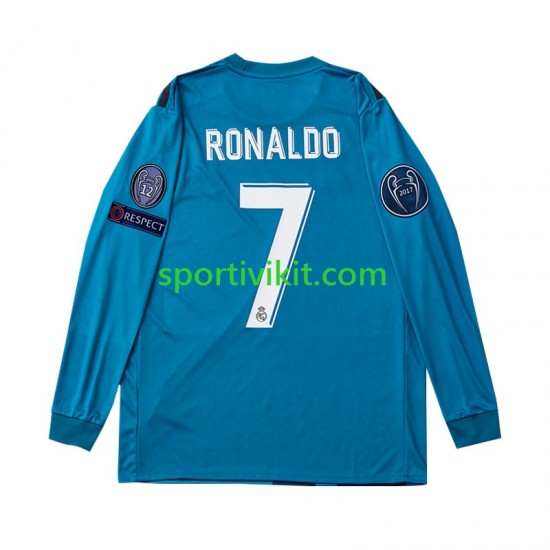 Completo da calcio Bambini Real Madrid Cristiano Ronaldo 7 Retro 2017 Maglia Terza Manica Lunga