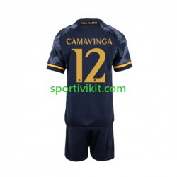 Completo da calcio Bambini Real Madrid EDUARDO CAMAVINGA 12 Maglia Seconda 2023-2024 Manica Corta