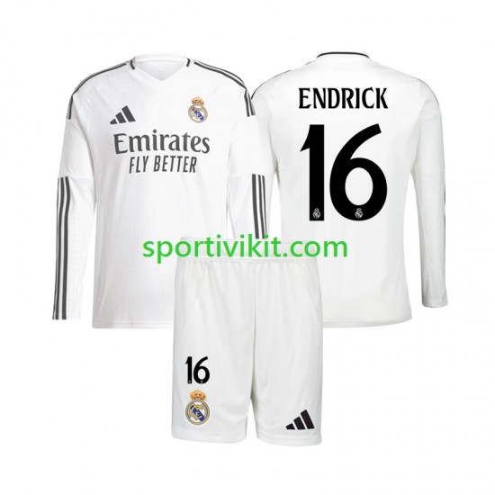 Completo da calcio Bambini Real Madrid Endrick 16 Maglia Prima 2024-2025 Manica Lunga Completo da calcio Bambini Real Madrid Endrick 16 Maglia Prima 2024-2025 Manica Lunga