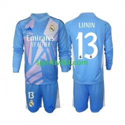 Completo da calcio Bambini Real Madrid Portiere Andriy Lunin 13 Maglia Prima 2024-2025 Manica Lunga