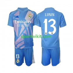 Completo da calcio Bambini Real Madrid Portiere Andriy Lunin 13 Maglia Prima 2024-2025 Manica Corta