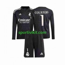 Completo da calcio Bambini Real Madrid Portiere Thibaut Courtois 1 Maglia Seconda 2023-2024 Manica Lunga