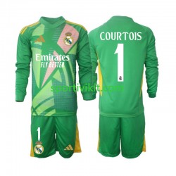 Completo da calcio Bambini Real Madrid Portiere Thibaut Courtois 1 Maglia Terza 2024-2025 Manica Lunga