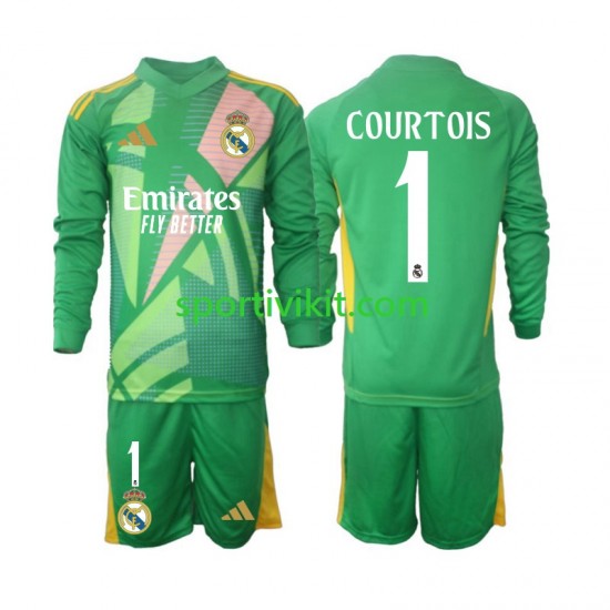 Completo da calcio Bambini Real Madrid Portiere Thibaut Courtois 1 Maglia Terza 2024-2025 Manica Lunga Completo da calcio Bambini Real Madrid Portiere Thibaut Courtois 1 Maglia Terza 2024-2025 Manica Lunga