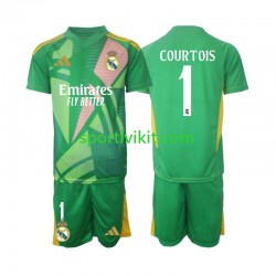 Completo da calcio Bambini Real Madrid Portiere Thibaut Courtois 1 Maglia Terza 2024-2025 Manica Corta