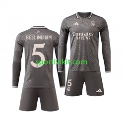 Completo da calcio Bambini Real Madrid Jude Bellingham 5 Maglia Terza 2024-2025 Manica Lunga