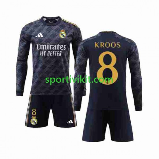 Completo da calcio Bambini Real Madrid Kroos 8 Maglia Seconda 2023-2024 Manica Lunga