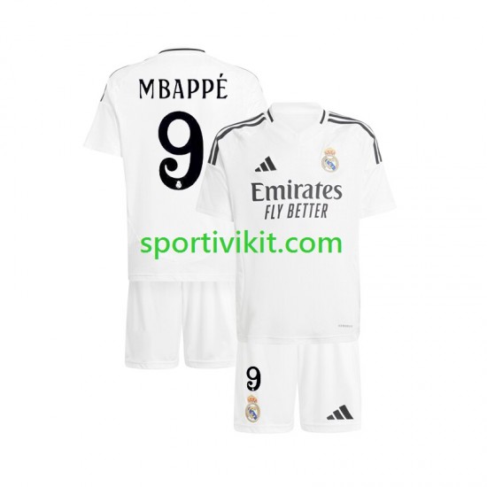 Completo da calcio Bambini Real Madrid Mbappé Kylian 9 Bianco Maglia Prima 2024-2025 Manica Corta Completo da calcio Bambini Real Madrid Mbappé Kylian 9 Bianco Maglia Prima 2024-2025 Manica Corta