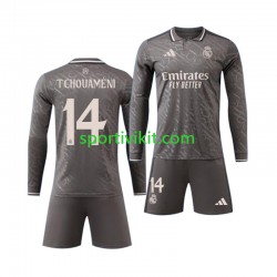 Completo da calcio Bambini Real Madrid Tchouameni 14 Maglia Seconda 2024-2025 Manica Lunga