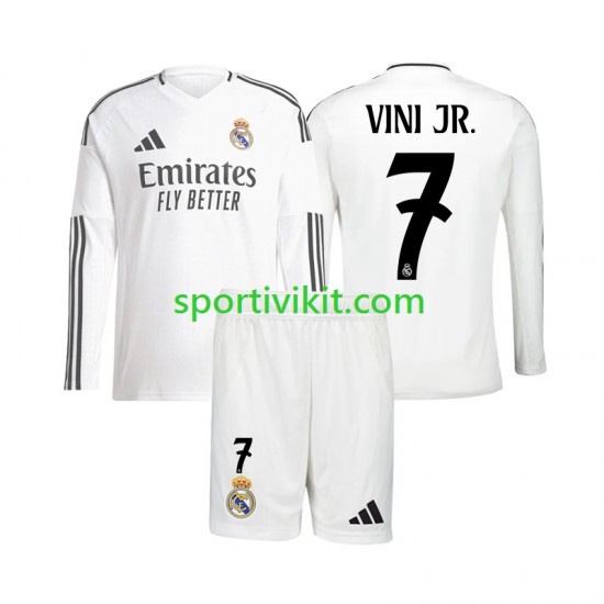 Completo da calcio Bambini Real Madrid Vinicius Junior 7 Maglia Prima 2024-2025 Manica Lunga Completo da calcio Bambini Real Madrid Vinicius Junior 7 Maglia Prima 2024-2025 Manica Lunga