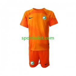 Completo da calcio Bambini Arabia Saudita Portiere Maglia Seconda Coppa del Mondo 2022 Manica Corta