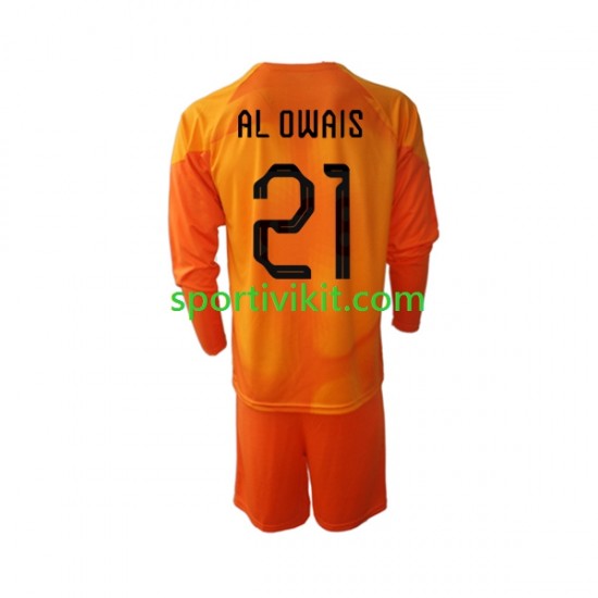 Completo da calcio Bambini Arabia Saudita Portiere Mohammed Al-Owais 21 Maglia Seconda Coppa del Mondo 2022 Manica Lunga