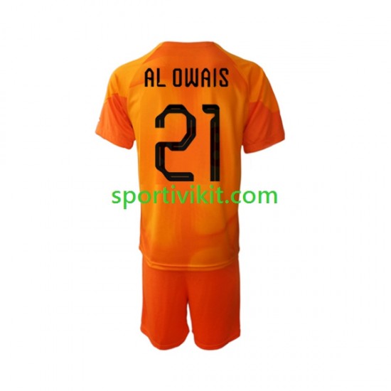 Completo da calcio Bambini Arabia Saudita Portiere Mohammed Al-Owais 21 Maglia Seconda Coppa del Mondo 2022 Manica Corta Completo da calcio Bambini Arabia Saudita Portiere Mohammed Al-Owais 21 Maglia Seconda Coppa del Mondo 2022 Manica Corta