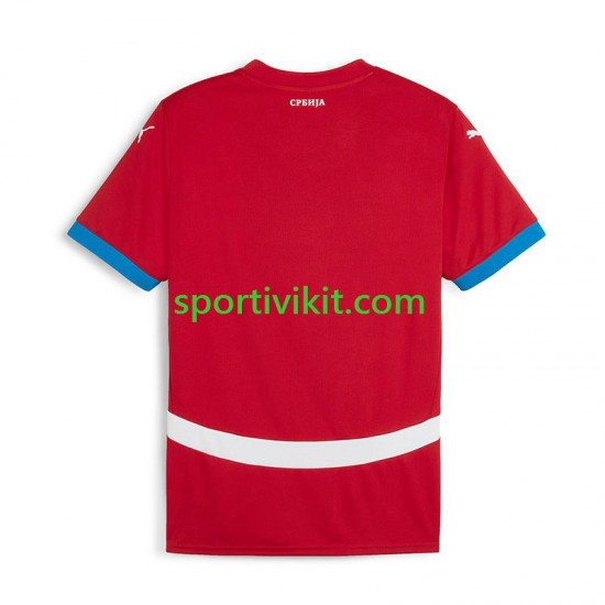 Serbia Rosso Uomo Maglia Prima Euro 2024 Manica Corta