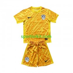 Completo da calcio Bambini Slovenia Portiere Giallo Maglia Prima Euro 2024 Manica Corta