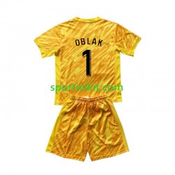 Completo da calcio Bambini Slovenia Portiere Jan Oblak 1 Giallo Maglia Prima Euro 2024 Manica Corta