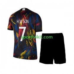 Completo da calcio Bambini Corea del Sud Son Heung-min 7 Maglia Seconda Coppa del Mondo 2022 Manica Corta