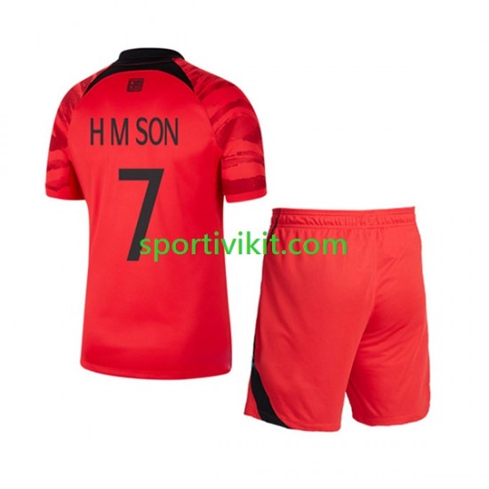 Completo da calcio Bambini Corea del Sud Son Heung-min 7 Maglia Prima Coppa del Mondo 2022 Manica Corta